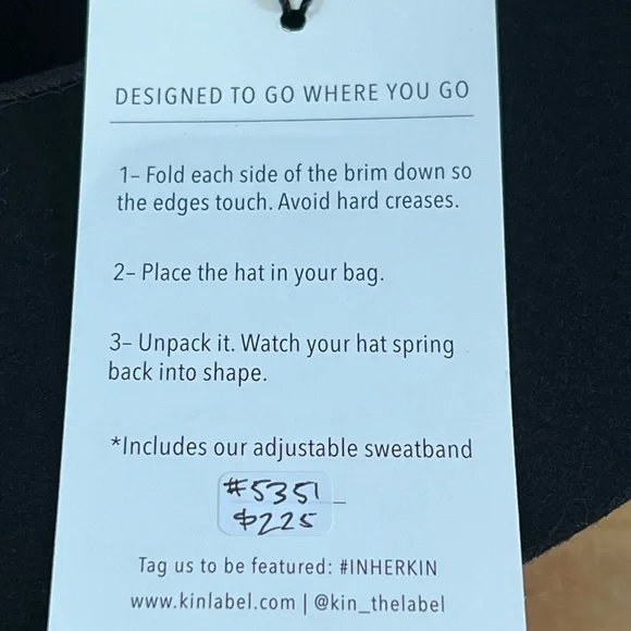 Kin The Label Essential Collection Packable Light Wool Black Hat New With Tags - Picture 7 of 8